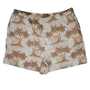 Palm Tree Swim Trunks Board Shorts Brief-Lined Pull-On Sunset Tropical Island